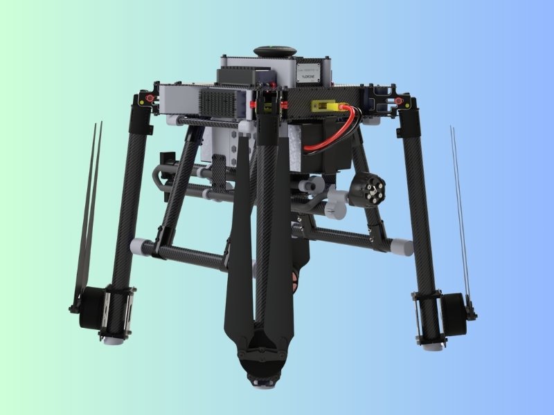 Overall folded view of the drone